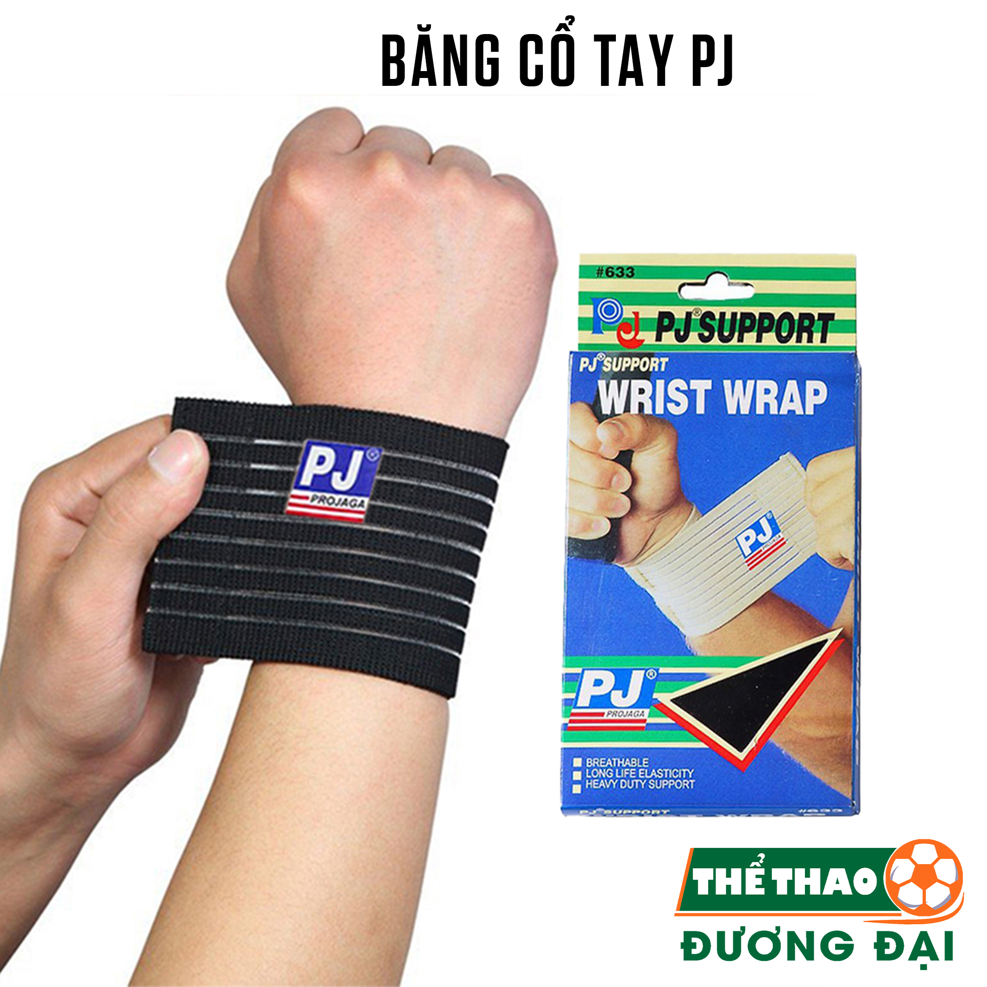 Băng Cổ Tay PJ 633 Chính Hãng (1 Chiếc) Hỗ Trợ Tập Luyện Thể Thao Tập Gym Cầu Lông Tenis