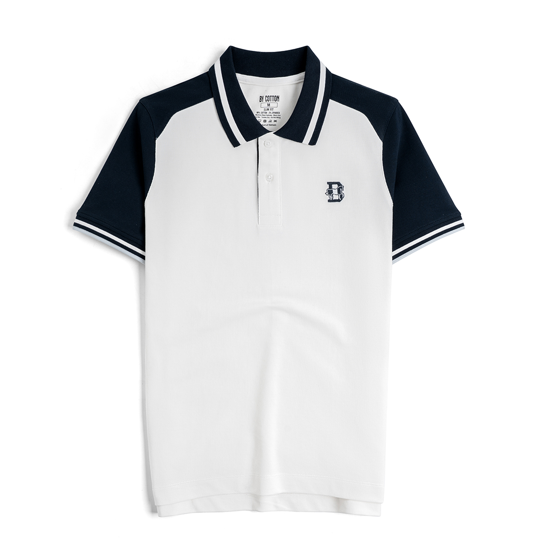 Áo Polo Raglan Phối Màu Trắng/Navy
