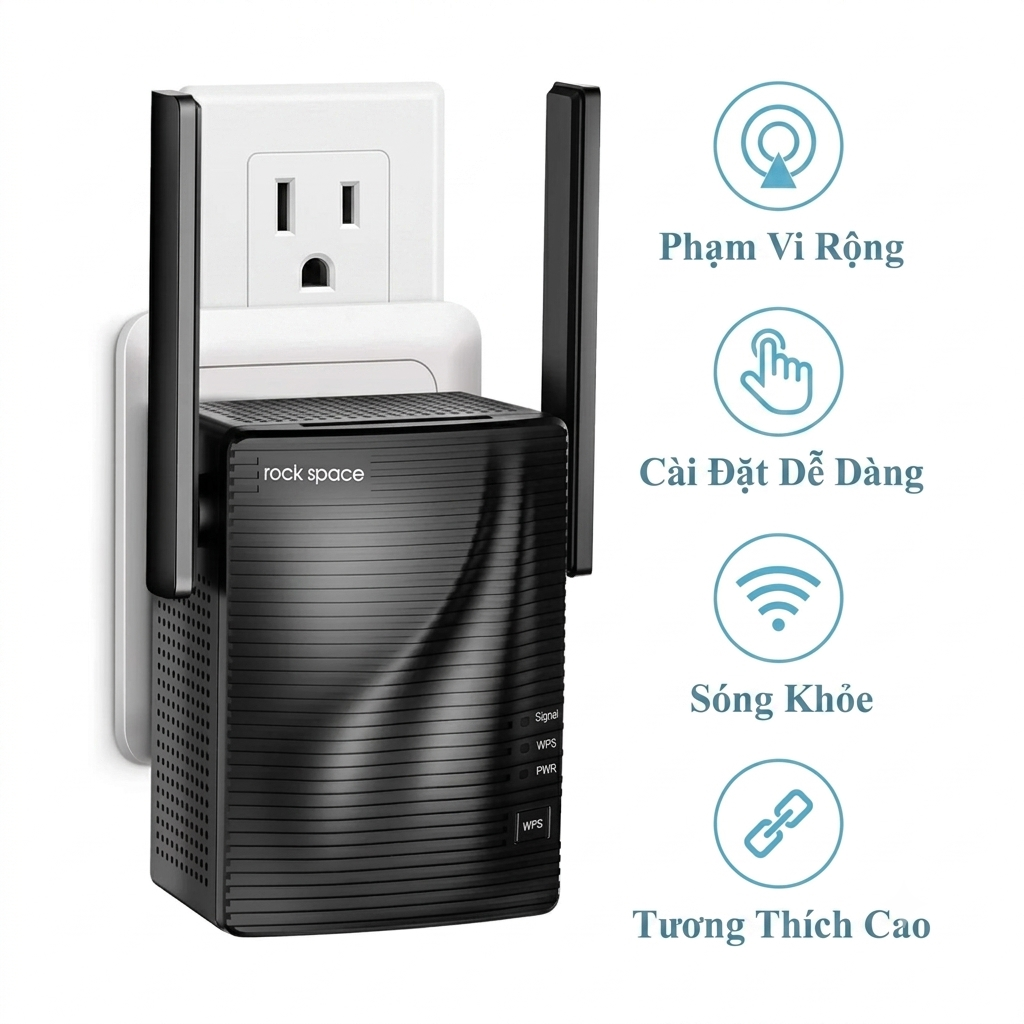 Bộ Kích Sóng Wifi Rock Space AC1200 –  2 Ăng Ten, Băng Tần Kép, Xuyên Tường_thumbnail_3