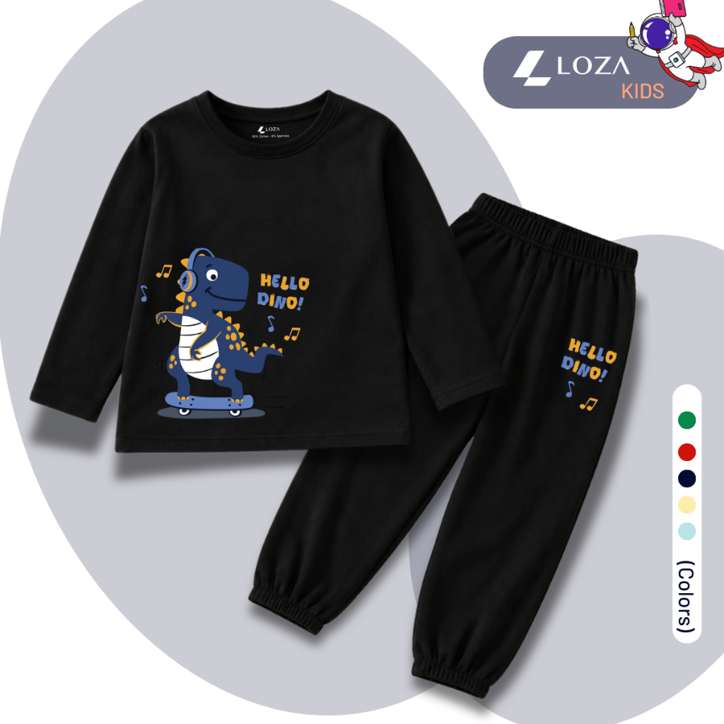 Set bộ Thu - Đông chất liệu cotton bé trai hình Khủng long Hello Dino- Loza Kids BW717_thumbnail_4