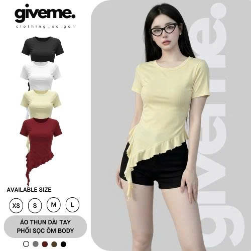 Áo thun vạt chéo phối tua rua - AVCBERY01