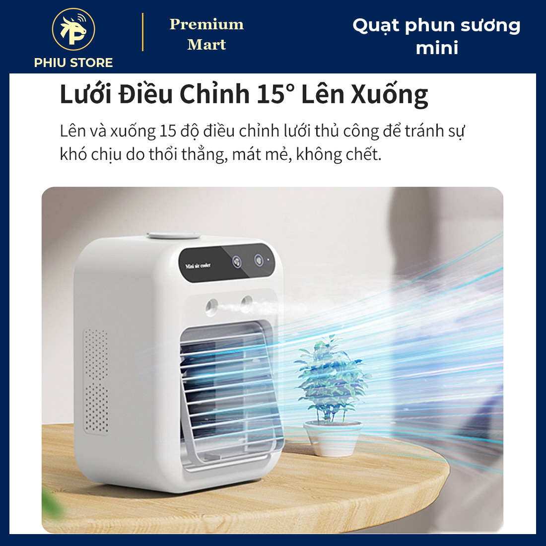Quạt Phun Sương Tích Điện Mini Để Bàn, Bình Nước 500 Ml, 2 Tốc Độ Gió, Sạc Type C, Quạt Hơi Nước Làm Mát - PHIU STORE_thumbnail_3