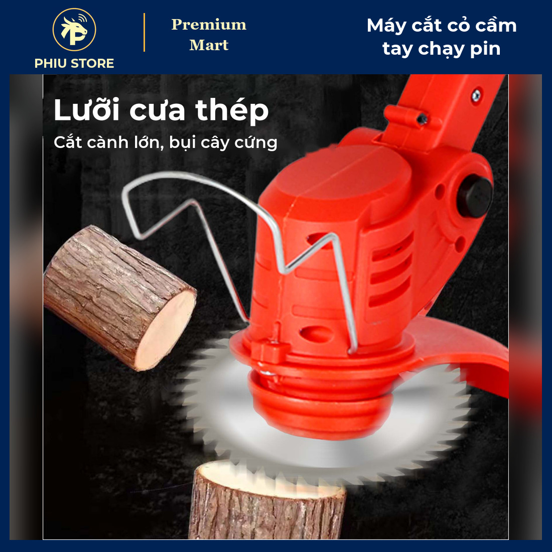 Máy Cắt Cỏ Cầm Tay Chạy Pin Không Dây Kèm 8 Lưỡi Cắt, Cần Kéo Dài 0–30 cm - Cắt Cỏ, Tỉa Bụi, Vườn Nhà - PHIU STORE_thumbnail_5