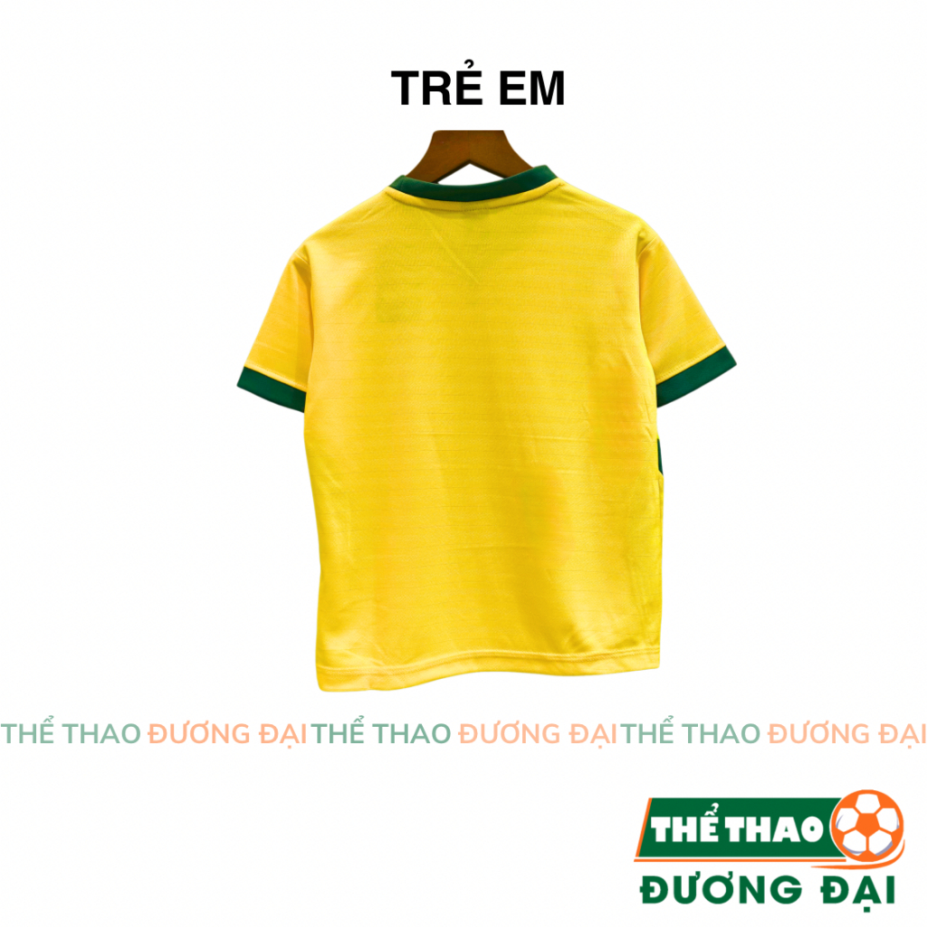 Quần Áo Bóng Đá Trẻ Em ĐT Brasil Vàng WC26 Thun Mè Thoáng Khí Thể Thao Đương Đại_thumbnail_1