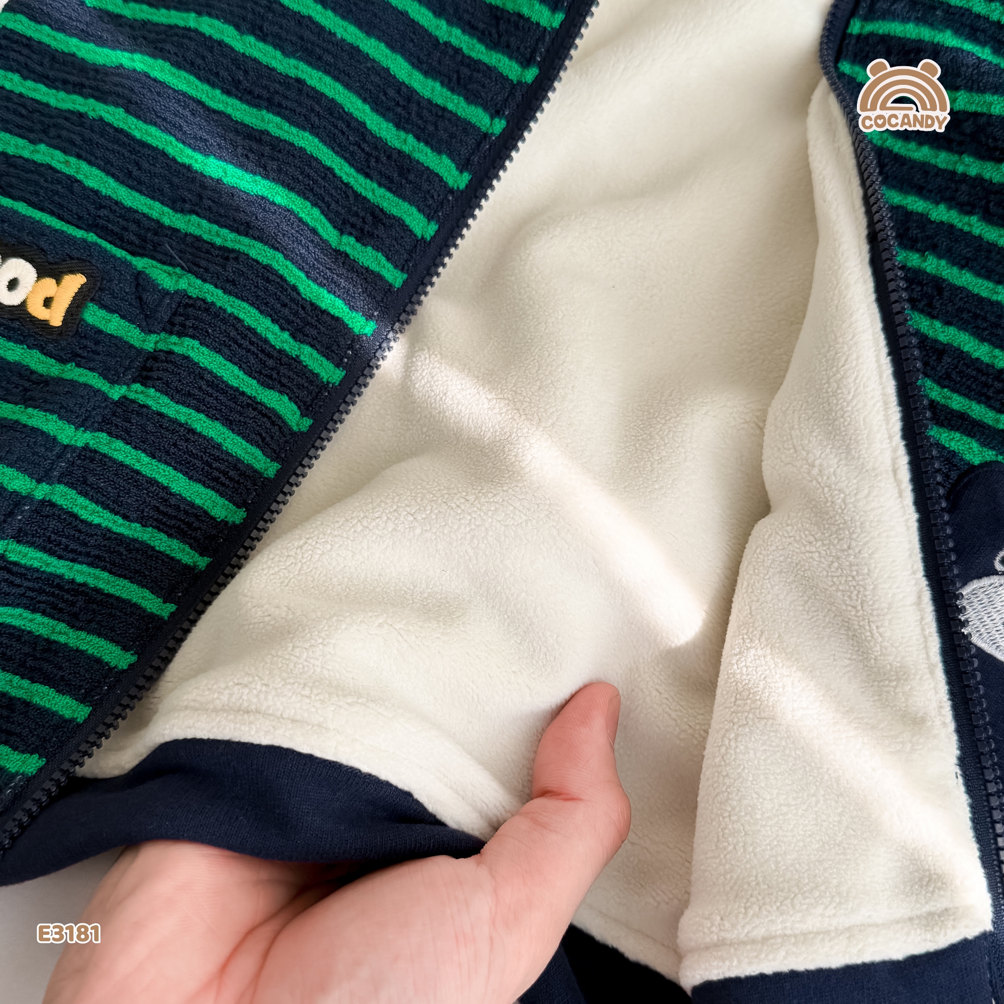 Áo gile kẻ XANH hoodie hình gấu_thumbnail_4
