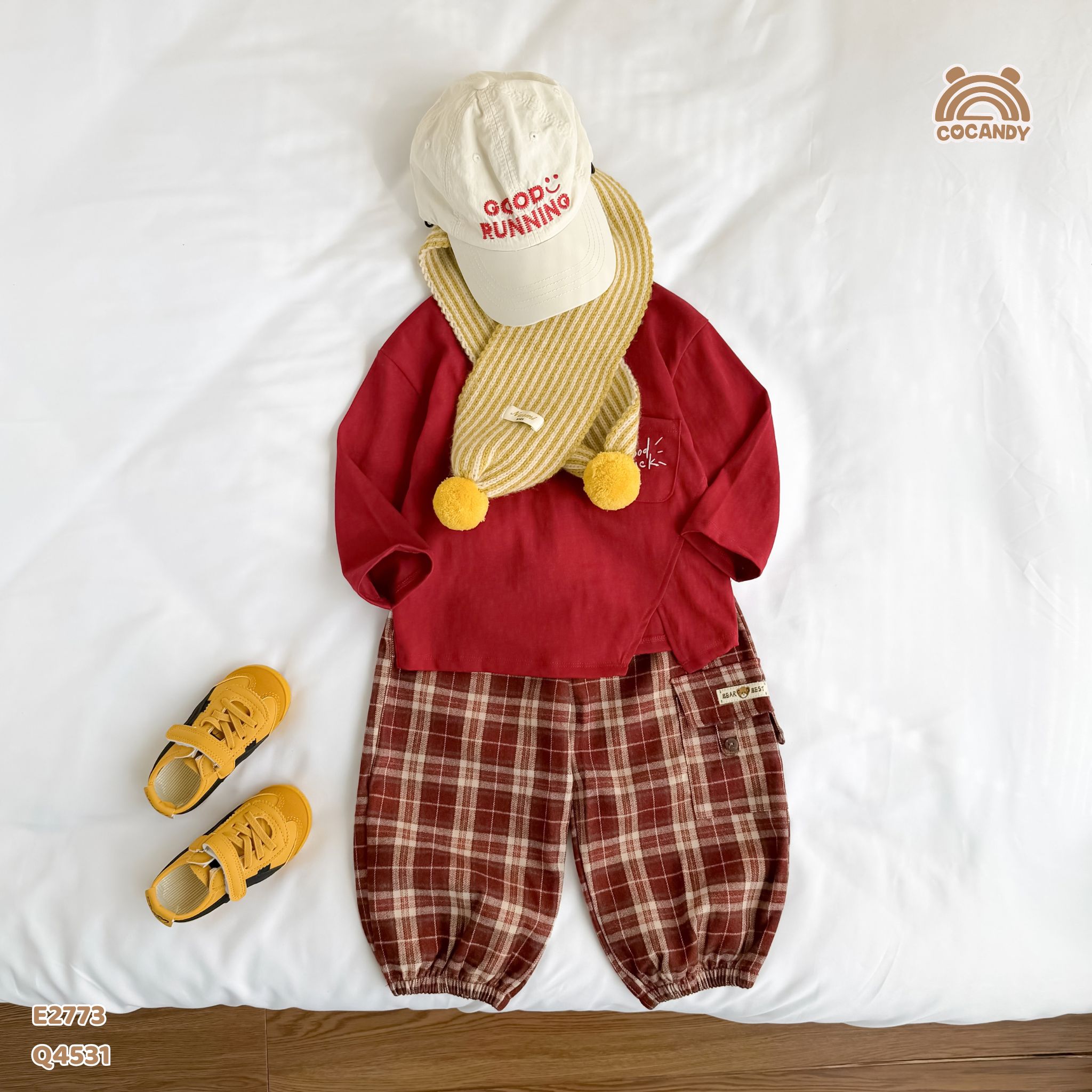 Quần dài caro nhung ĐỎ rút gấu_thumbnail_3