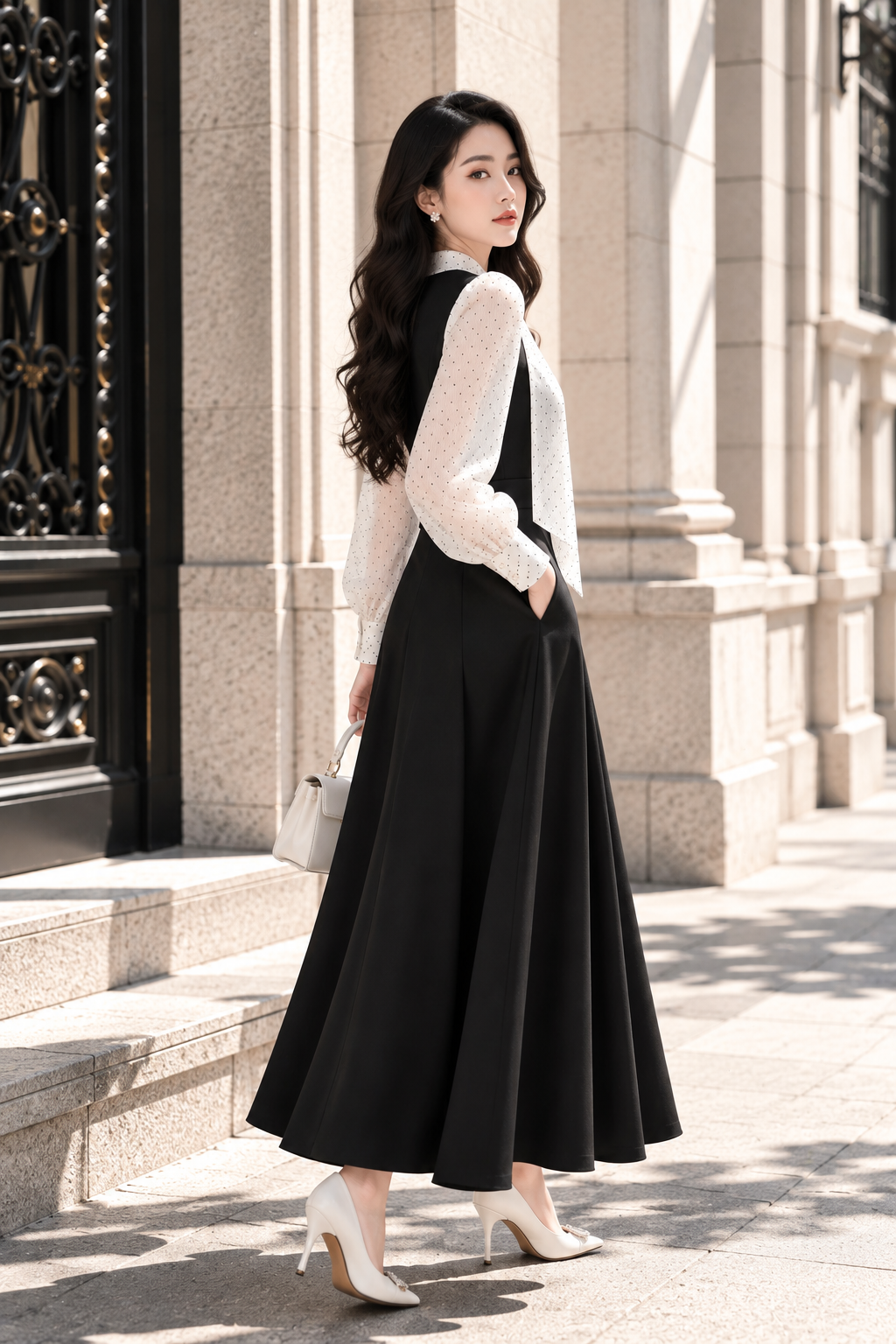 Đầm xòe phối đũi chấm bi 26208_thumbnail_2
