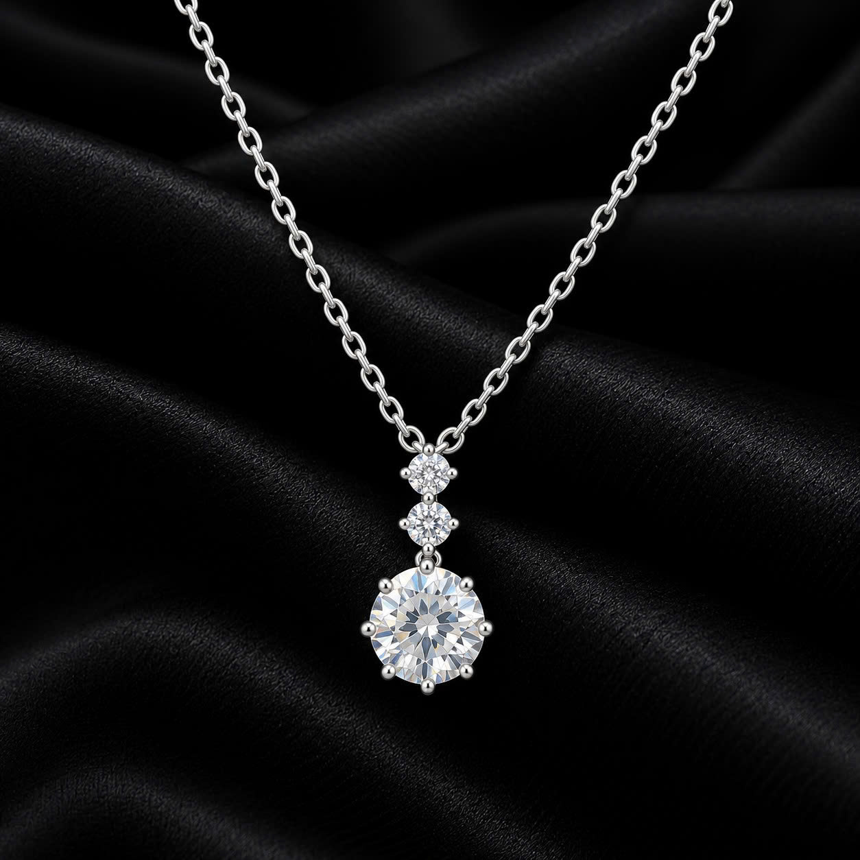 vòng cổ bạc ý xi kim mạ vàng trắng charm 3 kim cương tròn._thumbnail_3