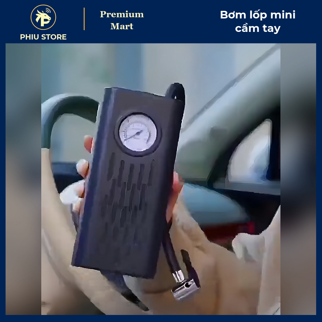 Máy Bơm Lốp Mini Cầm Tay Dùng Pin Sạc Có Đồng Hồ Kim - Bơm Hơi Ô Tô, Xe Máy, Xe Đạp, Xe Điện, Bóng - PHIU STORE_thumbnail_3