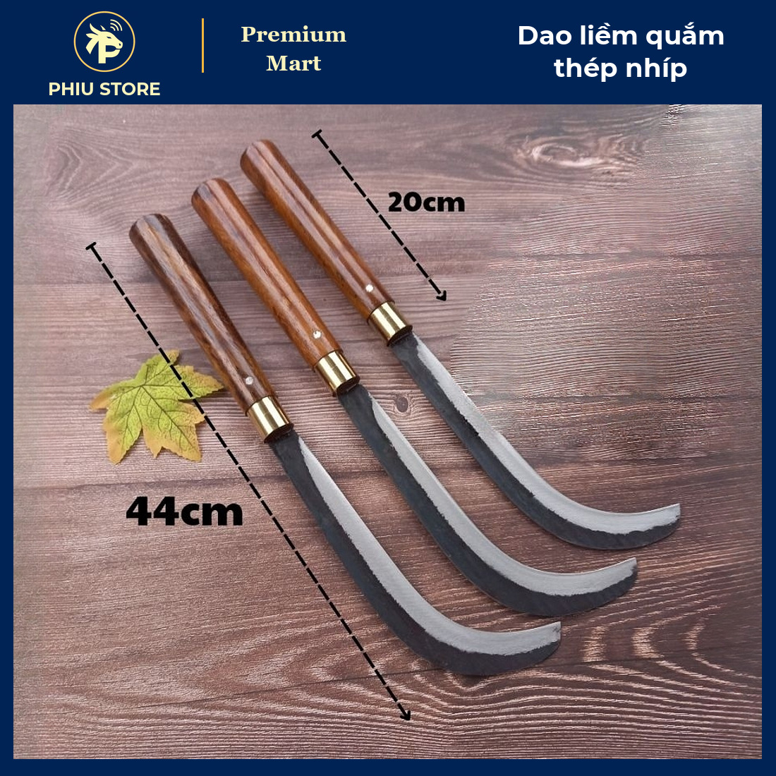 Dao Liềm Quắm Thép Nhíp 44 cm Cán Gỗ - Dao Phát Cỏ, Phát Cành, Cắt Buồng Dừa - PHIU STORE_thumbnail_1