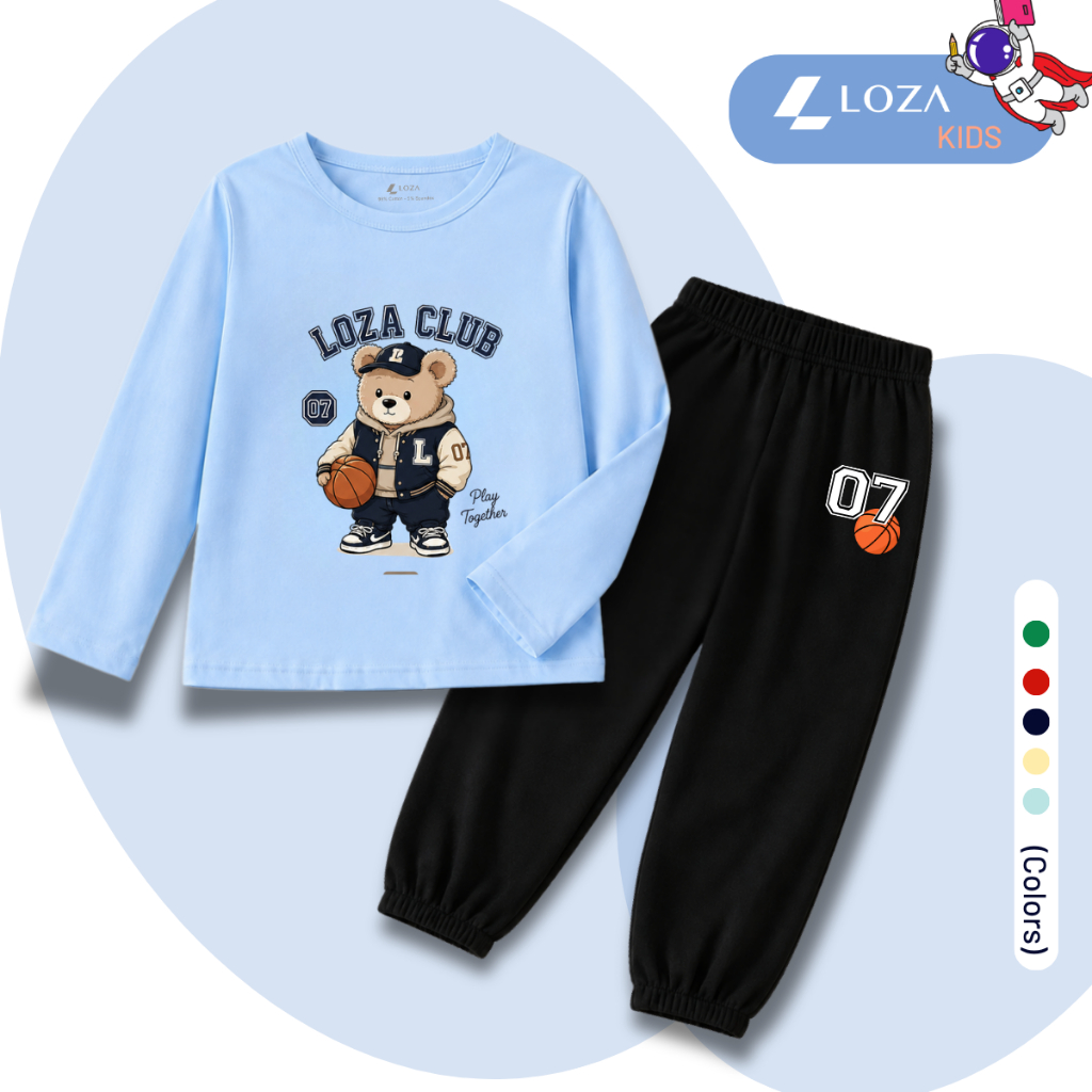 Set bộ Thu - Đông chất liệu cotton bé trai hình Gấu LOZA CLUB - Loza Kids BW718_thumbnail_2