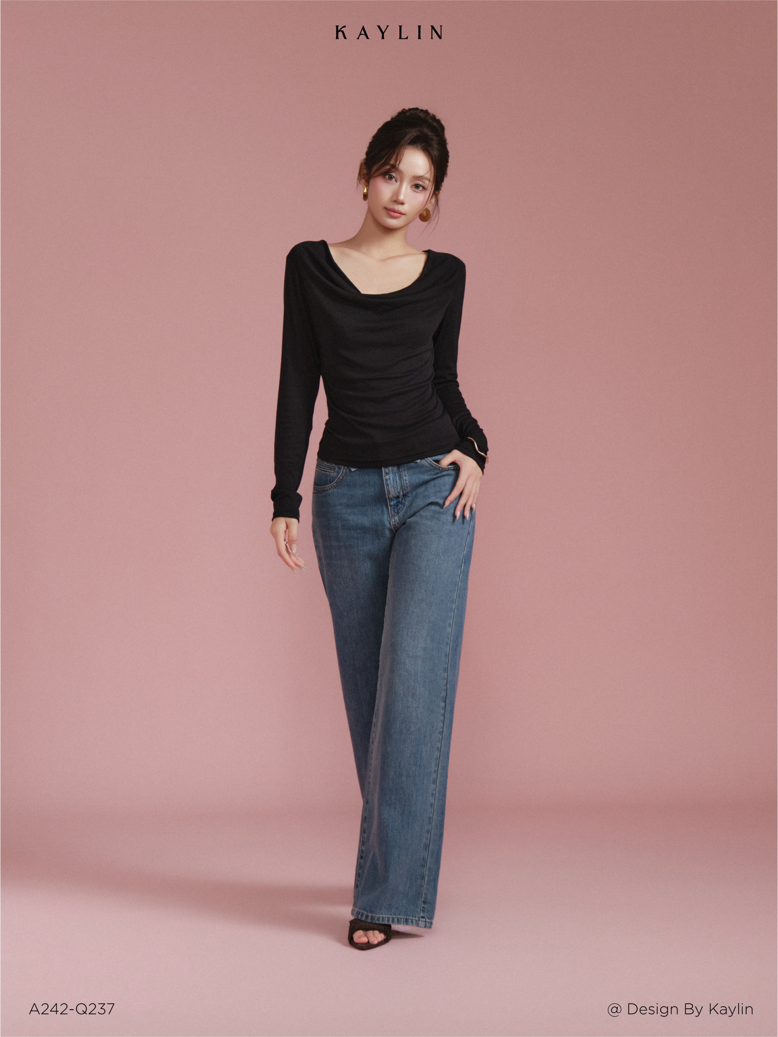 Quần Jean Ống Suông Trơn Chất Denim Dày Dặn KAYLIN Marlow Bot