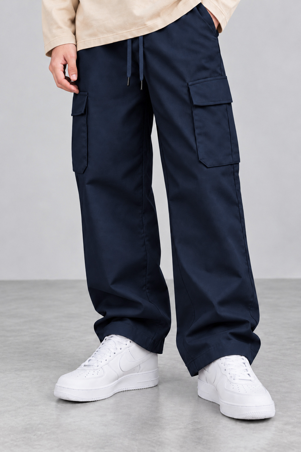 Quần kaki túi hộp nam tuổi teen màu xanh navy
