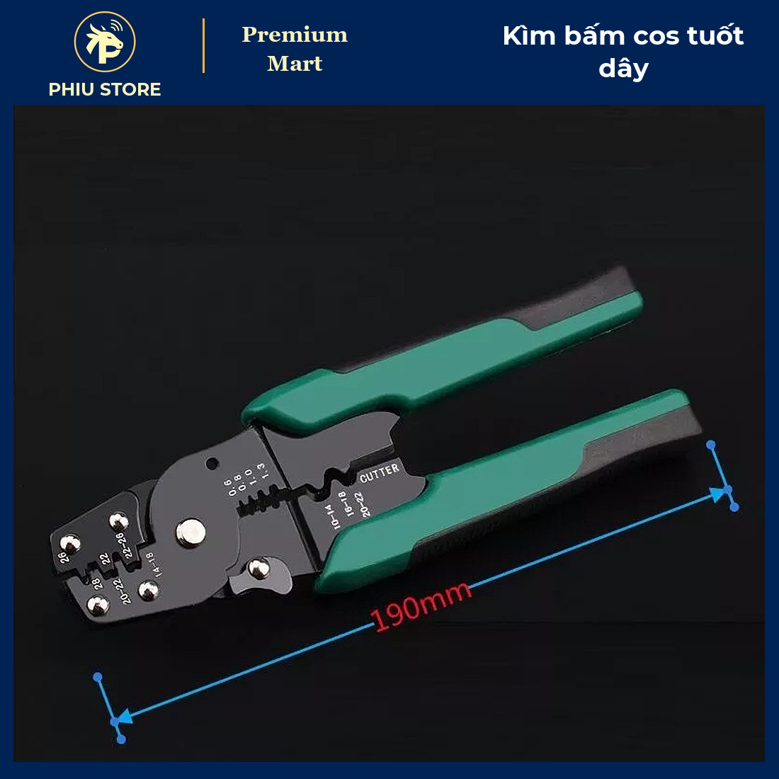 Kìm Bấm Đầu Cos, Tuốt Dây, Cắt Dây Điện Đa Năng 190 mm Kèm Hộp 320 Chi Tiết Đầu Cos - PHIU STORE_thumbnail_3