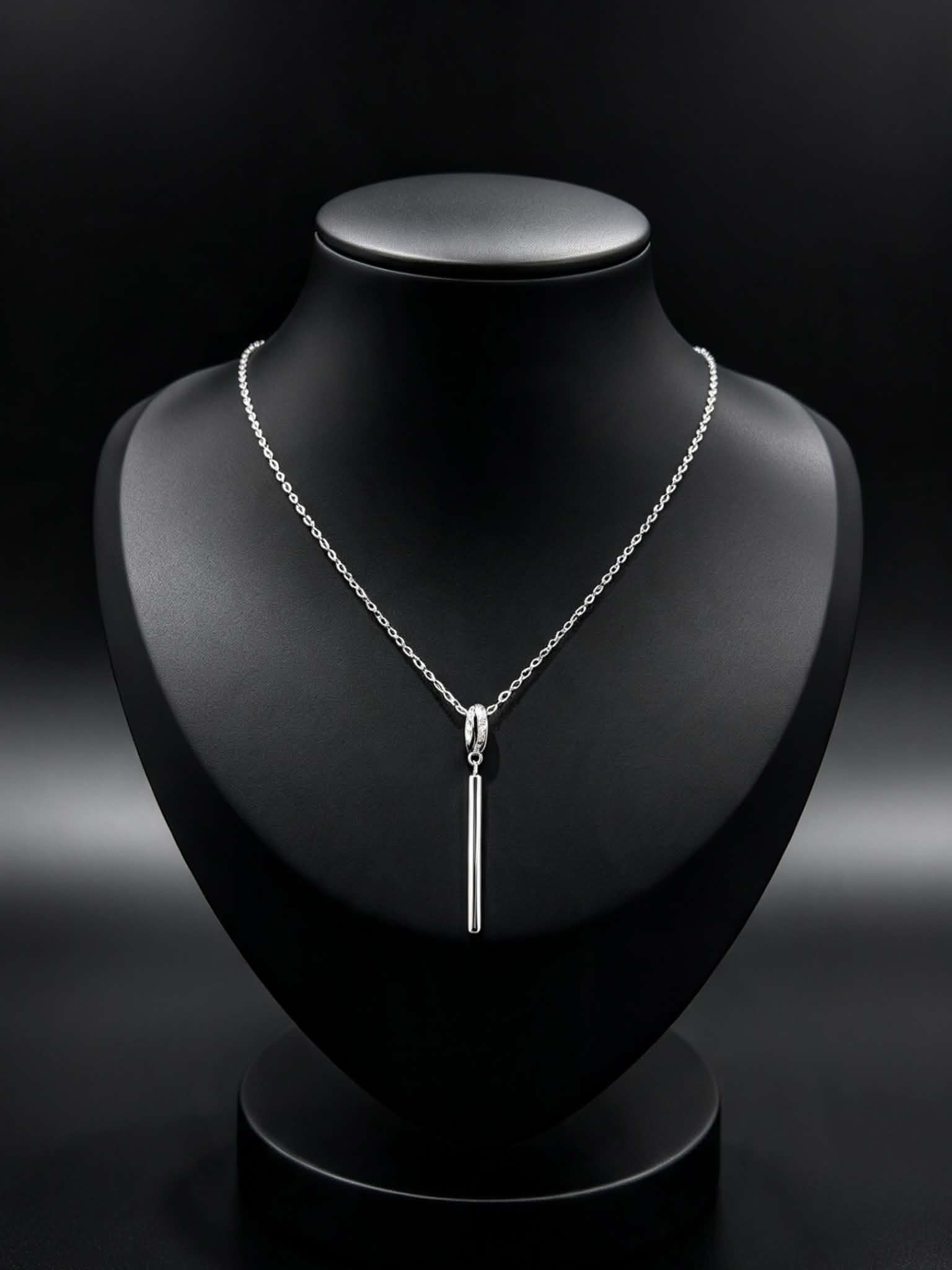 MATCH STICK STYLE NECKLACE SILVER