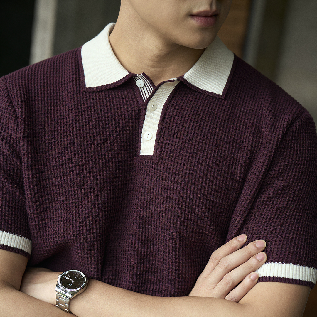 Áo Polo Dệt Kim Honeycomb Phối Bo Cổ_thumbnail_3