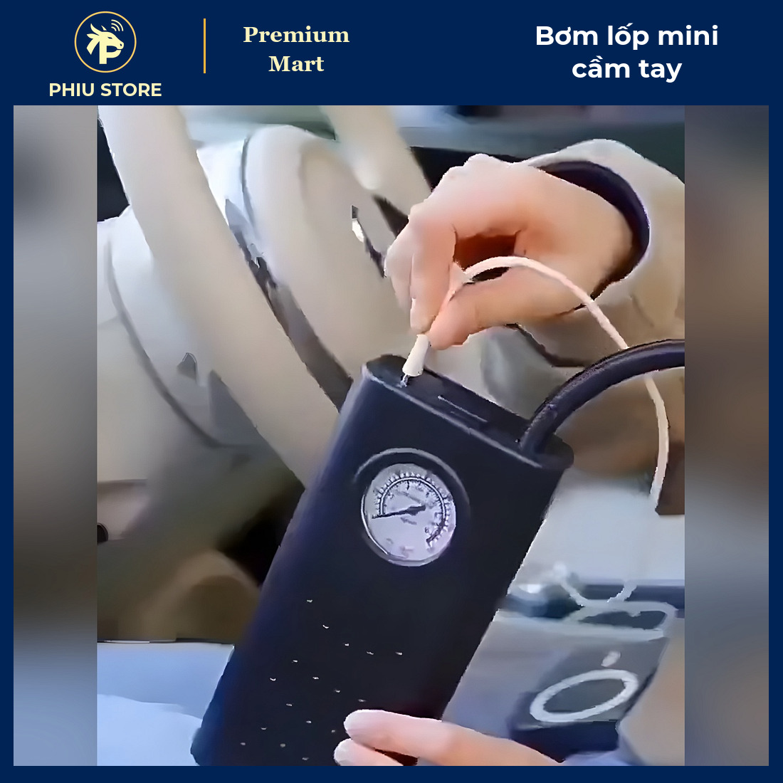 Máy Bơm Lốp Mini Cầm Tay Dùng Pin Sạc Có Đồng Hồ Kim - Bơm Hơi Ô Tô, Xe Máy, Xe Đạp, Xe Điện, Bóng - PHIU STORE_thumbnail_4