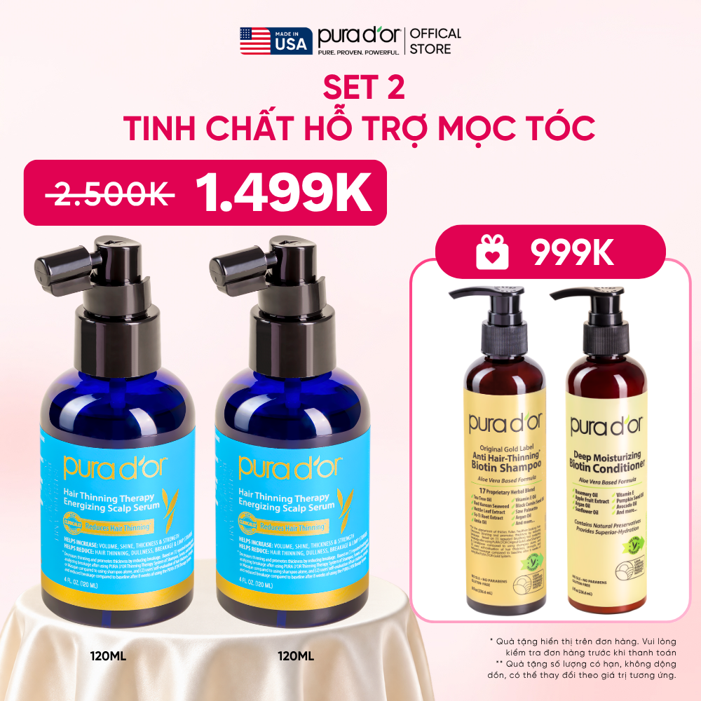 Set 2 Tinh chất hữu cơ Therapy Energizing Scalp Giúp trẻ hóa da đầu - Giảm rụng tóc, mọc tóc chắc khỏe 120ml