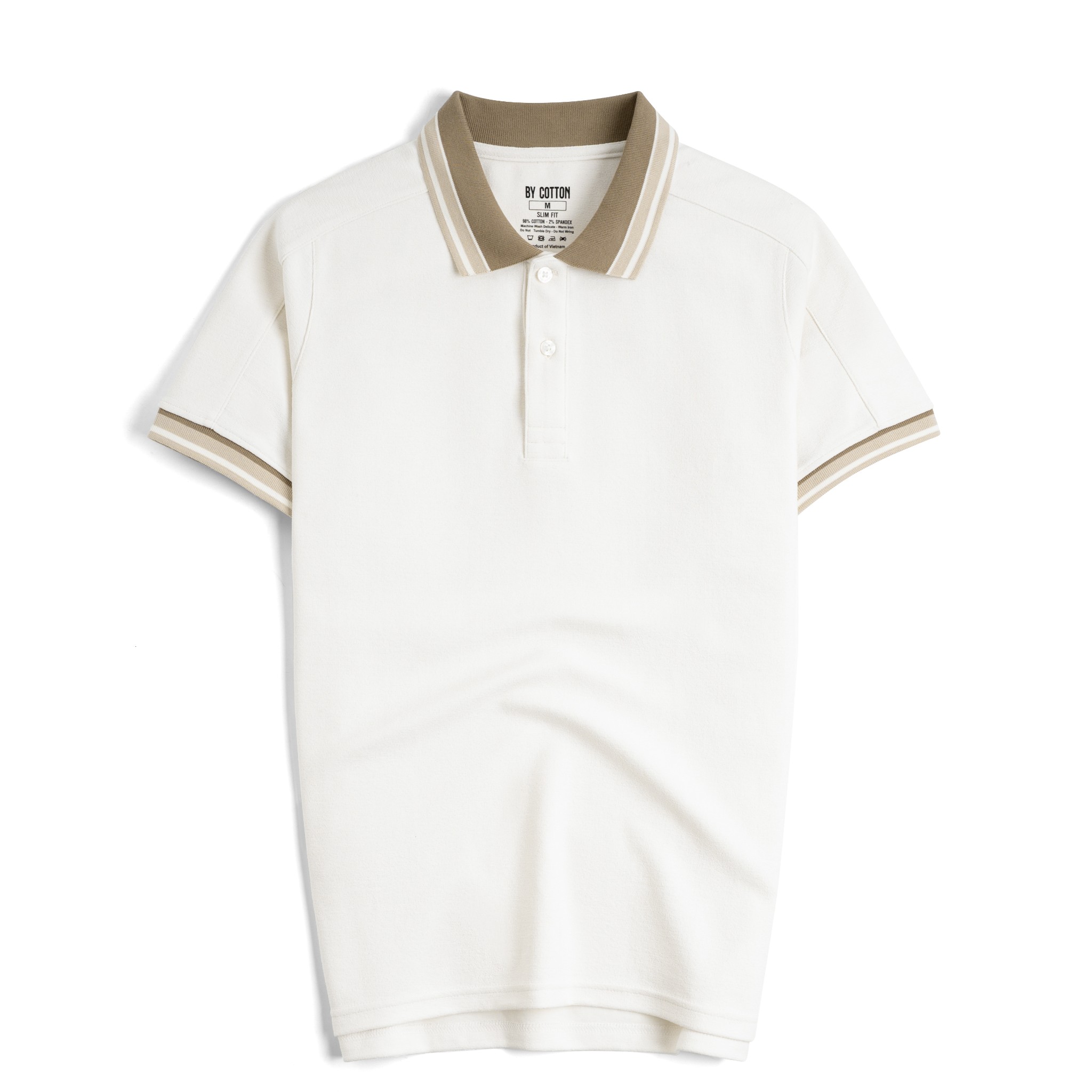 Áo Thun Polo By Cotton 2Layer Kem Phối Bo