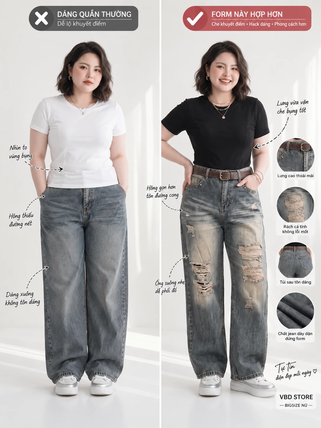 T-QJ646 straight-leg jeans feature image showing the fit and design details