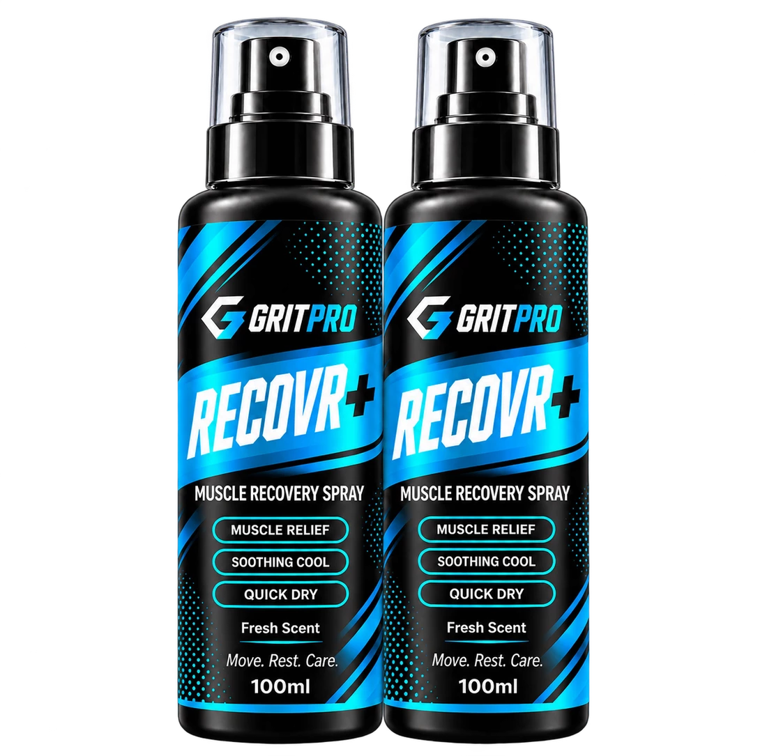 Active Recovery Pack: 2 bottles of GritPro RECOVR+ Magnesium Muscle Recovery Spray, 100ml
