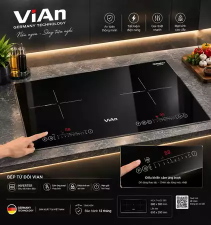 Thông tin tính năng và kích thước bếp từ đôi VIAN