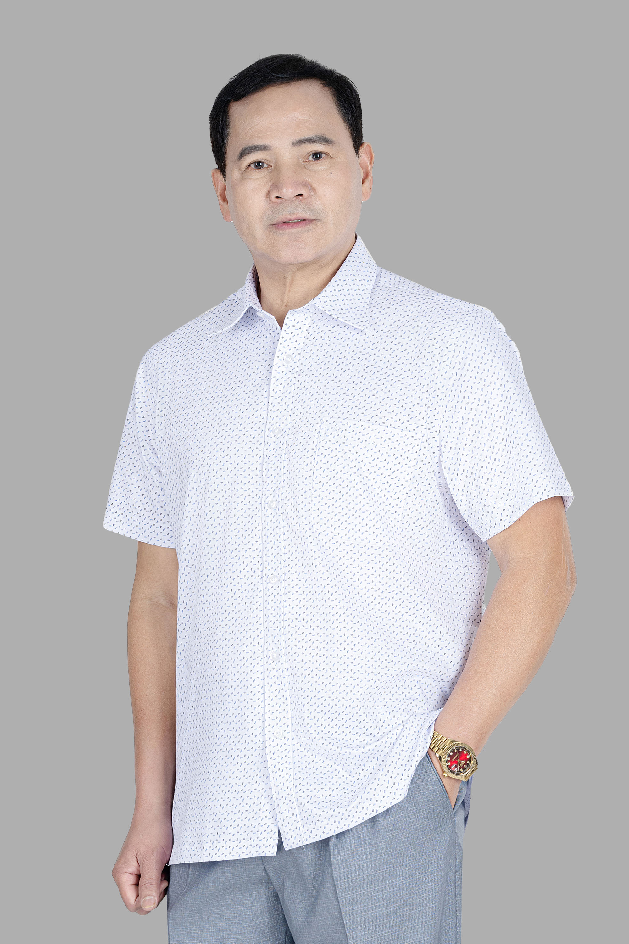 Sơ Mi Cộc Tay Họa Tiết Nam Trung Niên ANCHI Chất Liệu Sợi Sồi Cao Cấp Phom Suông Vạt Ngang Màu Trắng Bi_thumbnail_20