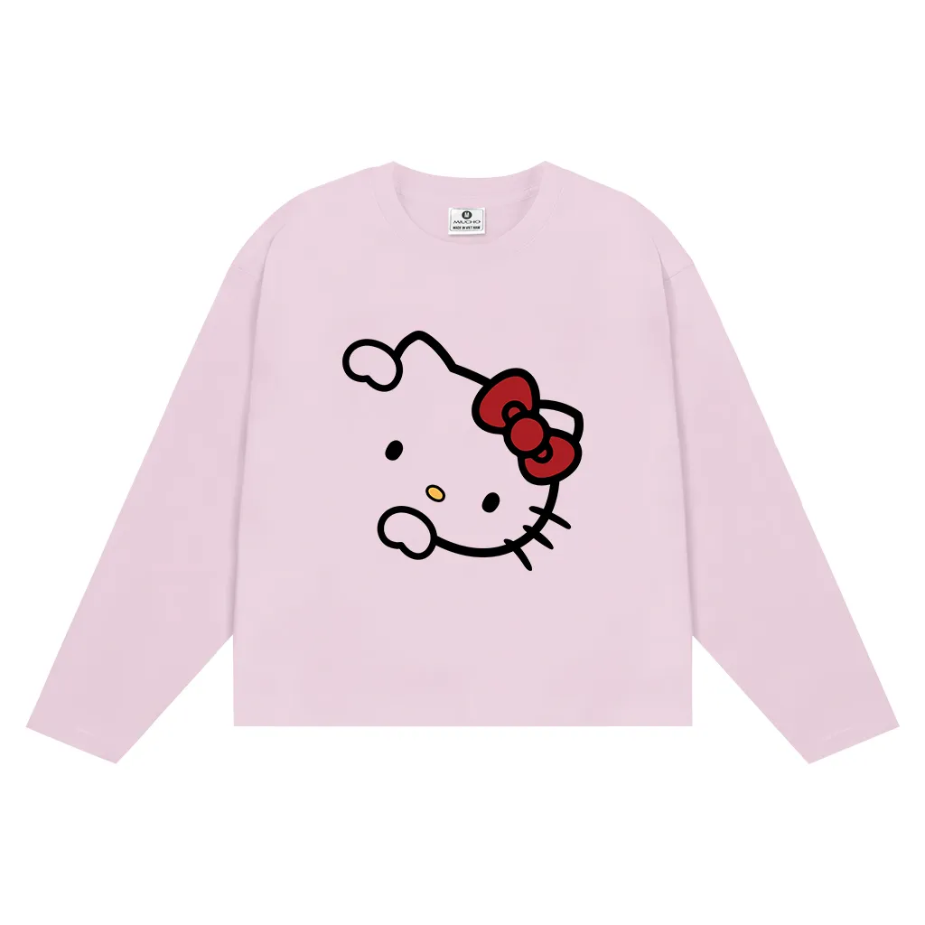 Áo thun boxy local brand Miucho cotton dày dặn thoáng mát tay dài cổ tròn Kitty in mix 2688_thumbnail_17