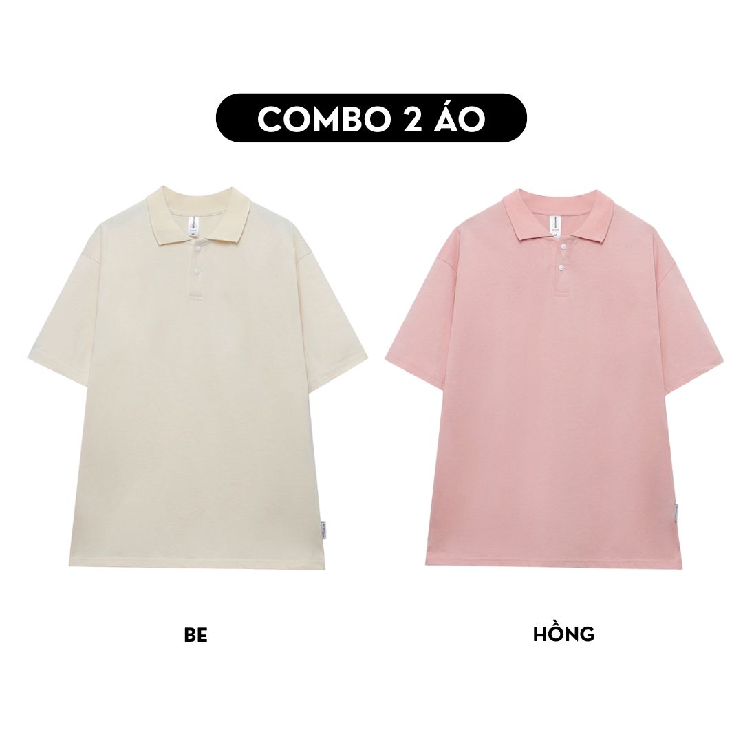 Áo polo trơn form rộng cotton PLT01 Miucho cổ trụ in basic_thumbnail_3