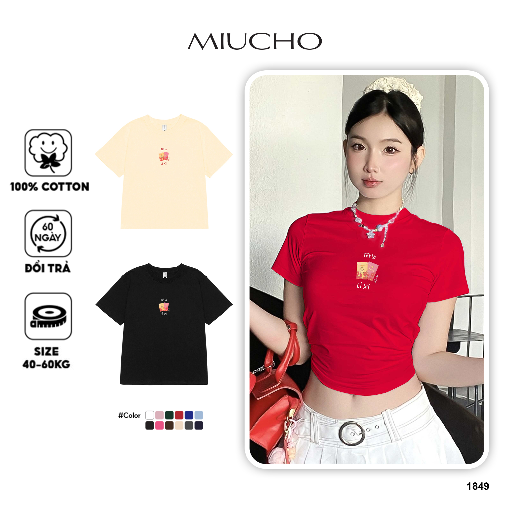 Áo baby tee tết cổ tròn chất vải cotton 4c co giãn thoáng mát 1849 Miucho in mix_thumbnail_6