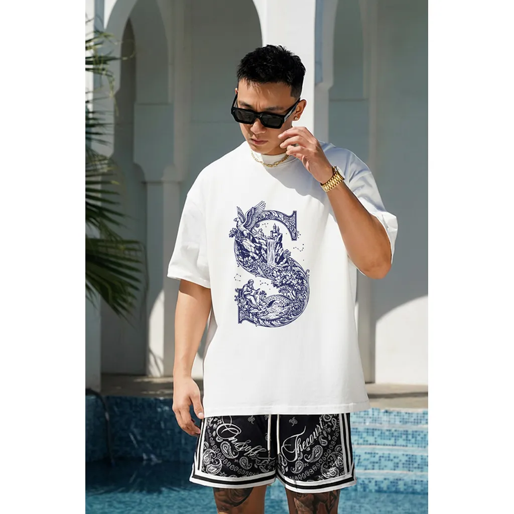 Áo thun form rộng nam Miucho Iconic vải cotton thoáng mát trẻ trung chữ S basic 2764_thumbnail_2