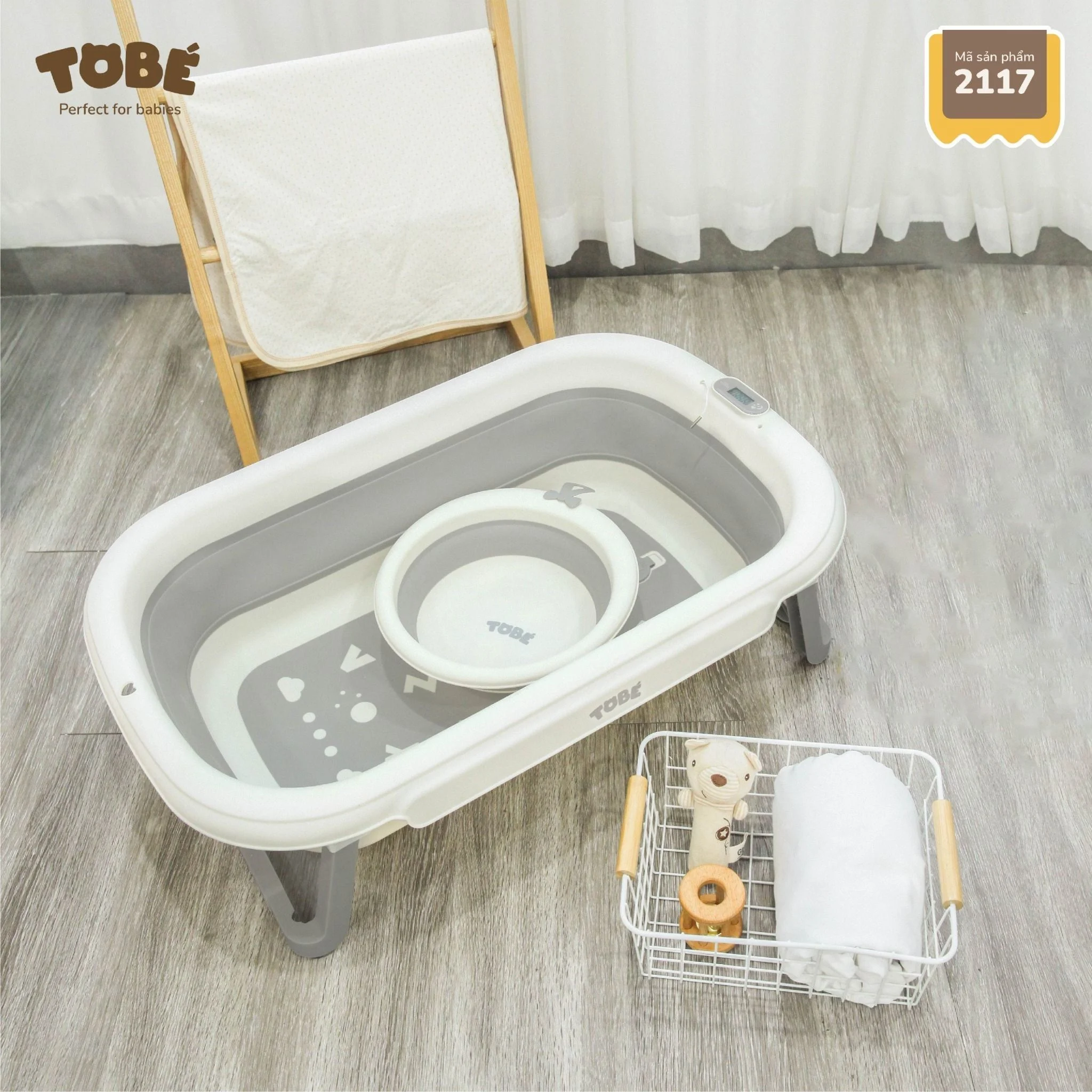 Chậu tắm gấp gọn Melly (Grey, Brown) TOBE