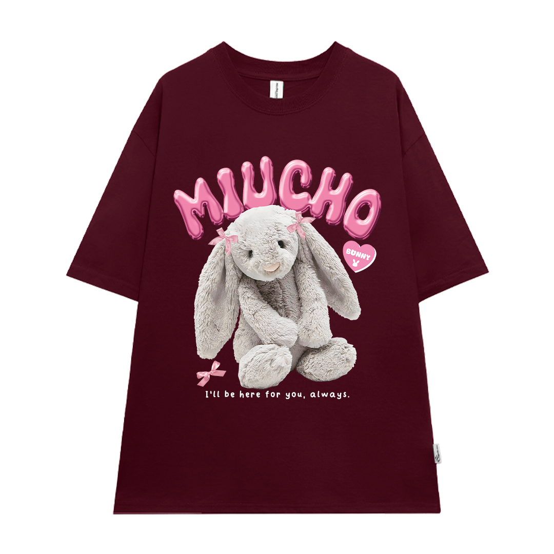 Áo thun thỏ Bunny form rộng local brand ATD1248 Miucho tay ngắn vải cotton co giản cổ tròn in mix_thumbnail_0