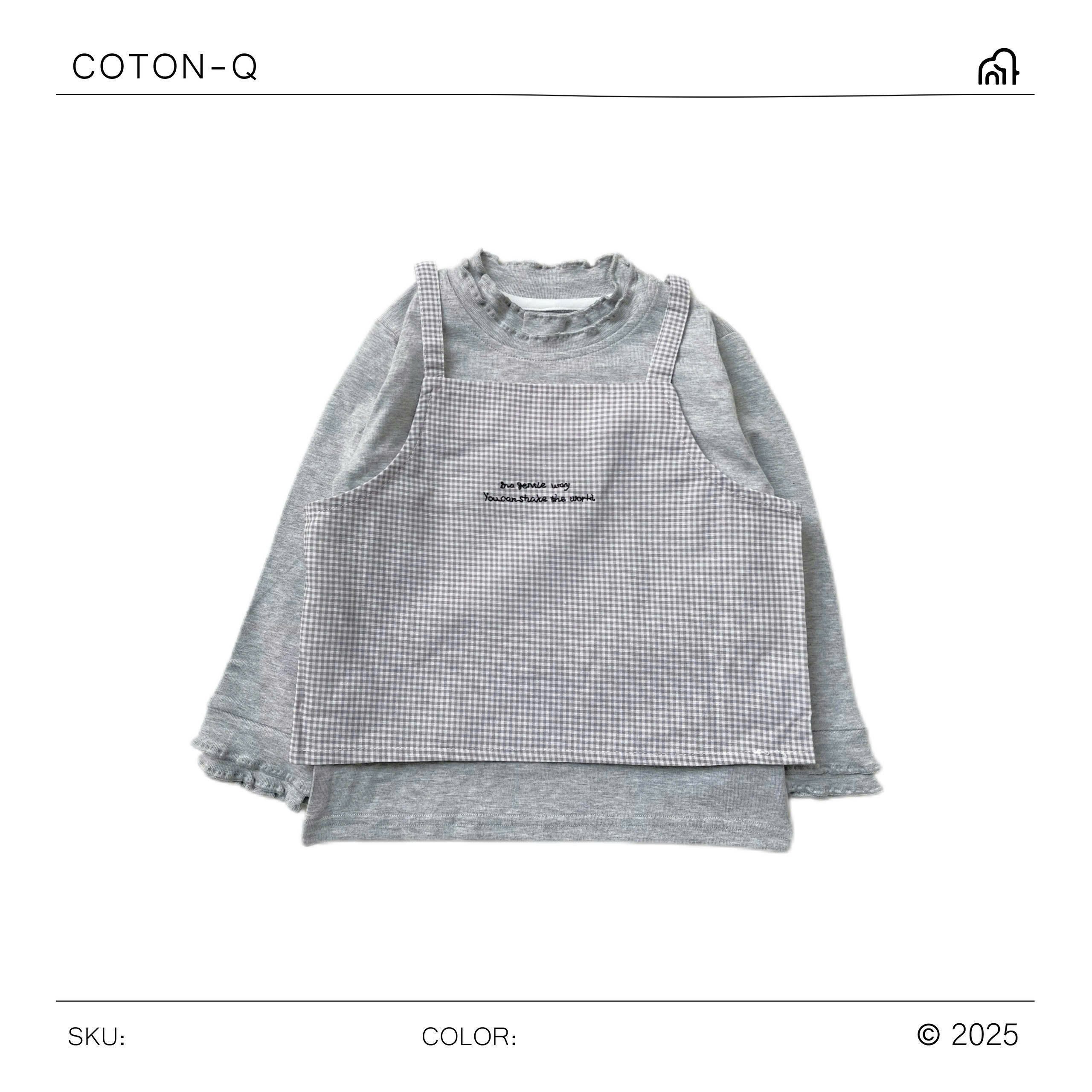 HE57 Set áo thun phối caro bé