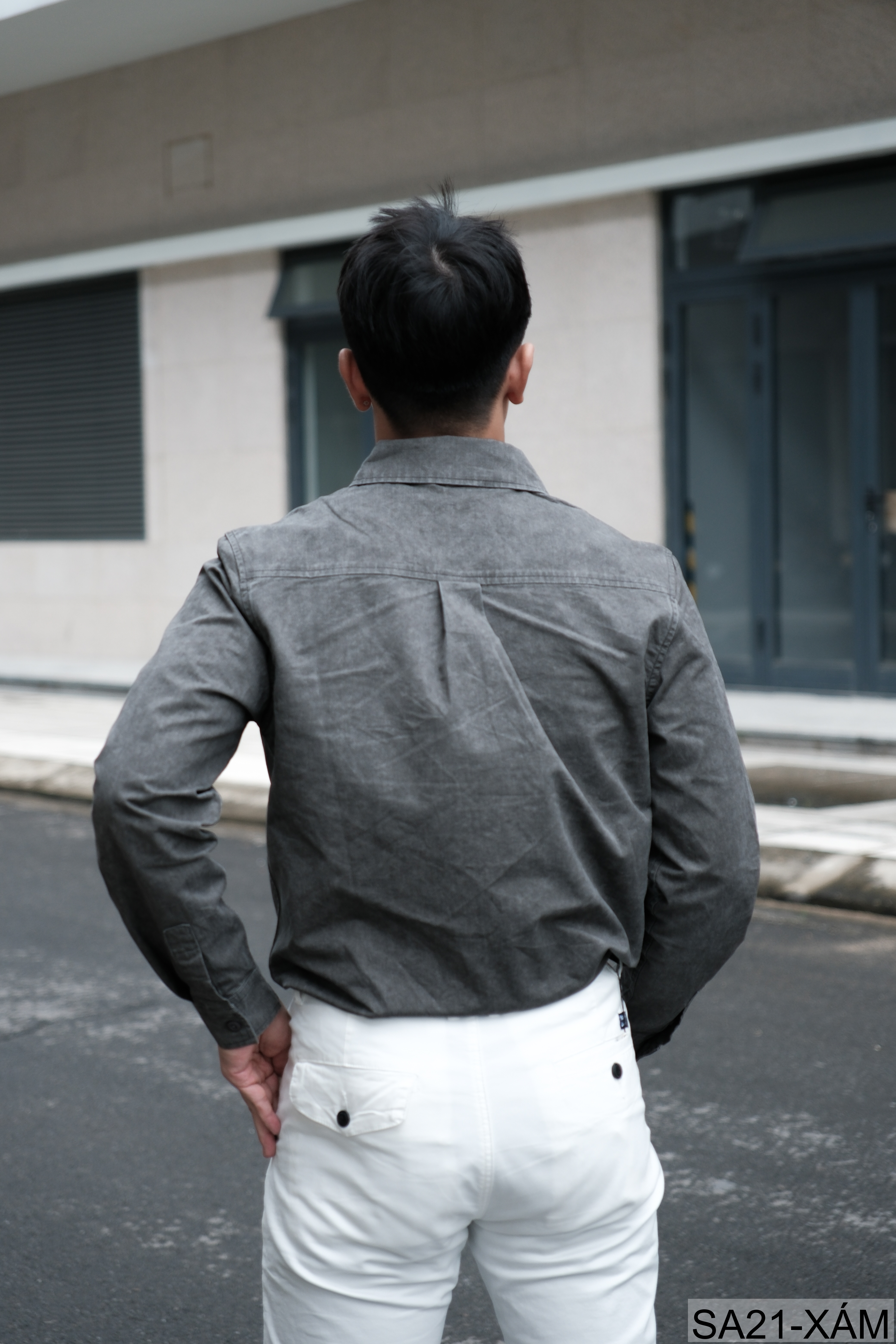 SA21 - Áo sơ mi nam dáng rộng phong cách Nhật Bản, cổ bẻ, tay dài, họa tiết chữ, chất cotton mềm mại_thumbnail_6