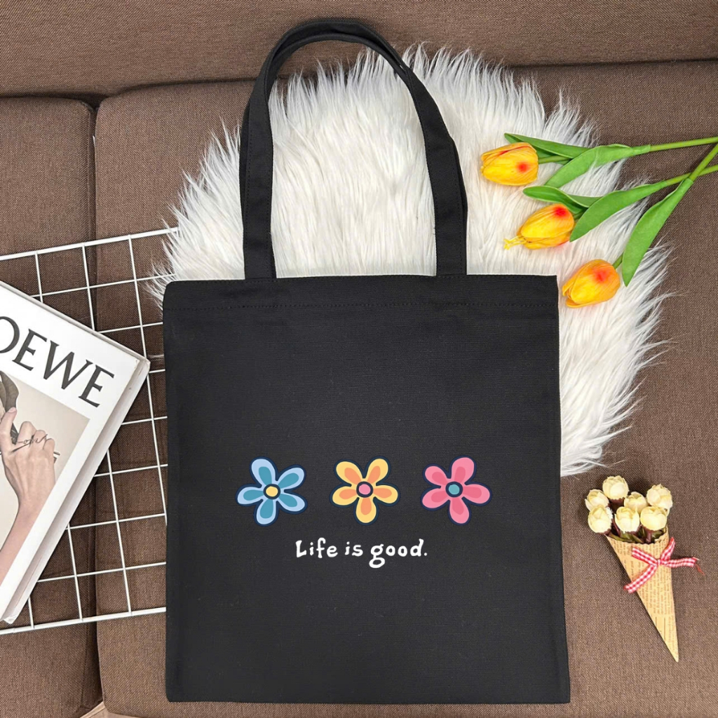 Túi tote vải canvas đeo vai hình nơ, hoa đẹp có khóa kéo và ngăn phụ We Tee - WTU02_thumbnail_12