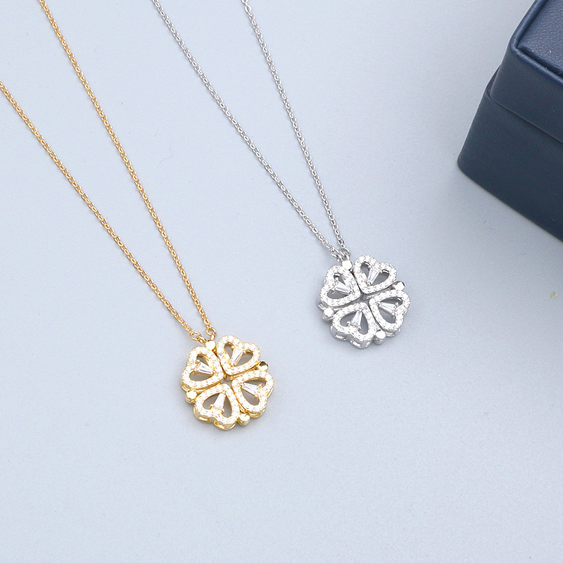 Set Vòng tay nữ Butterfly charm Bướm Vàng 18k đính đá + Dây chuyền Cỏ bốn lá trái tim đính đá_thumbnail_17