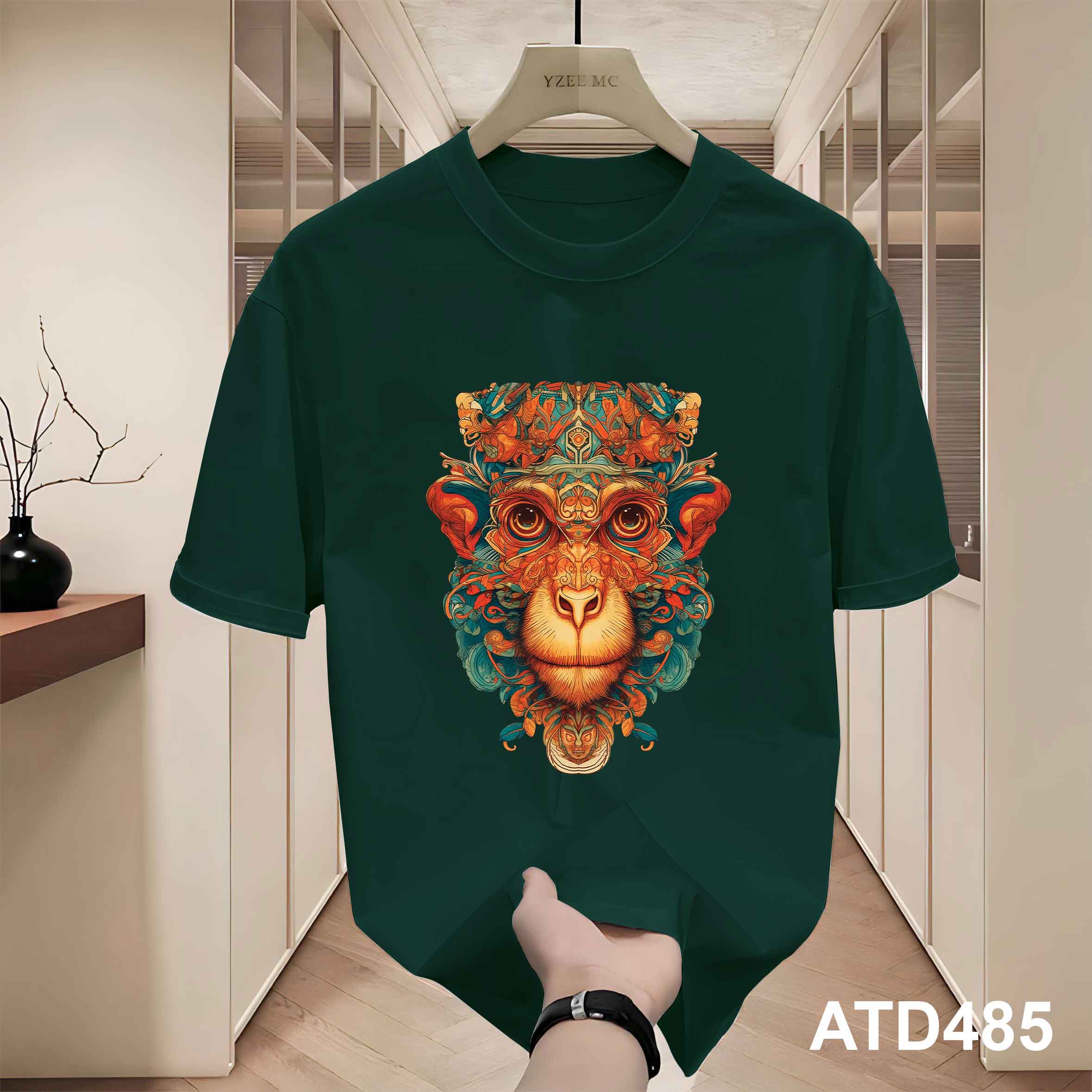 Áo thun nam form rộng ATD485 12 con giáp tuổi thân ( tuổi khỉ) Miucho Iconic cotton cổ tròn in graphic_thumbnail_4