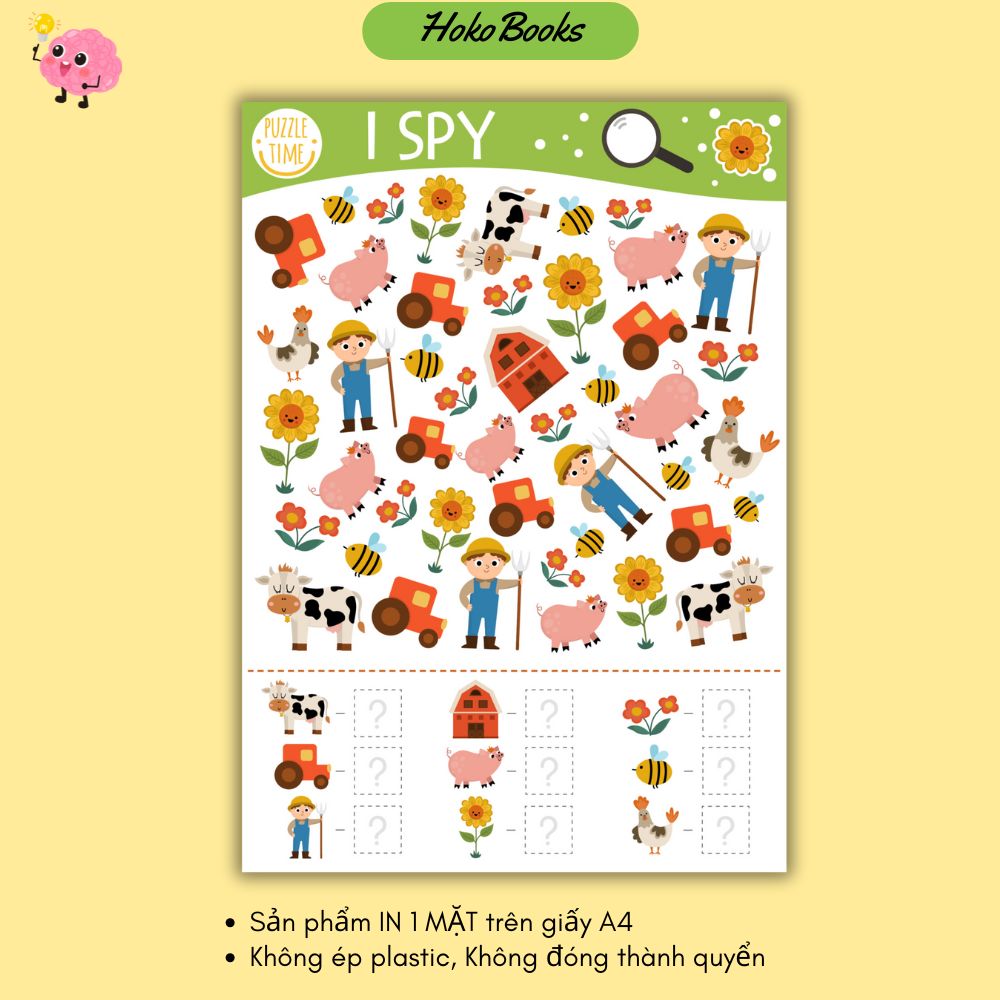 HL52 Học liệu Hokobooks Đếm hình I Spy