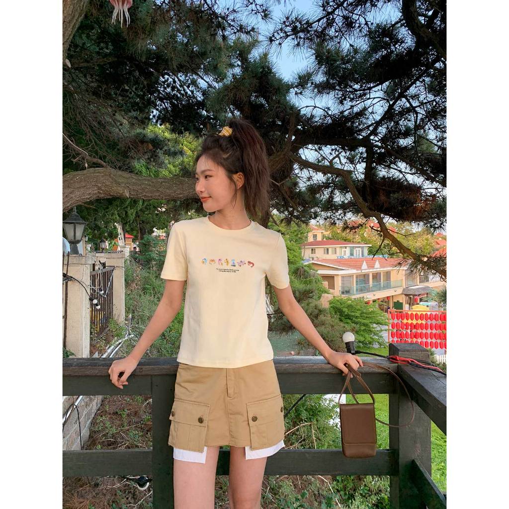 Áo thun baby tee form ôm mùa hè năng động ABD1022 Miucho tay ngắn Cổ tròn hotrend in mix_thumbnail_4