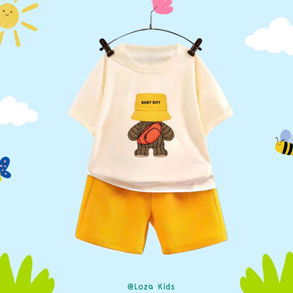 Bộ đồ bé trai in hình Gấu mũ Baby Boy - Loza Kids SB117_thumbnail_3
