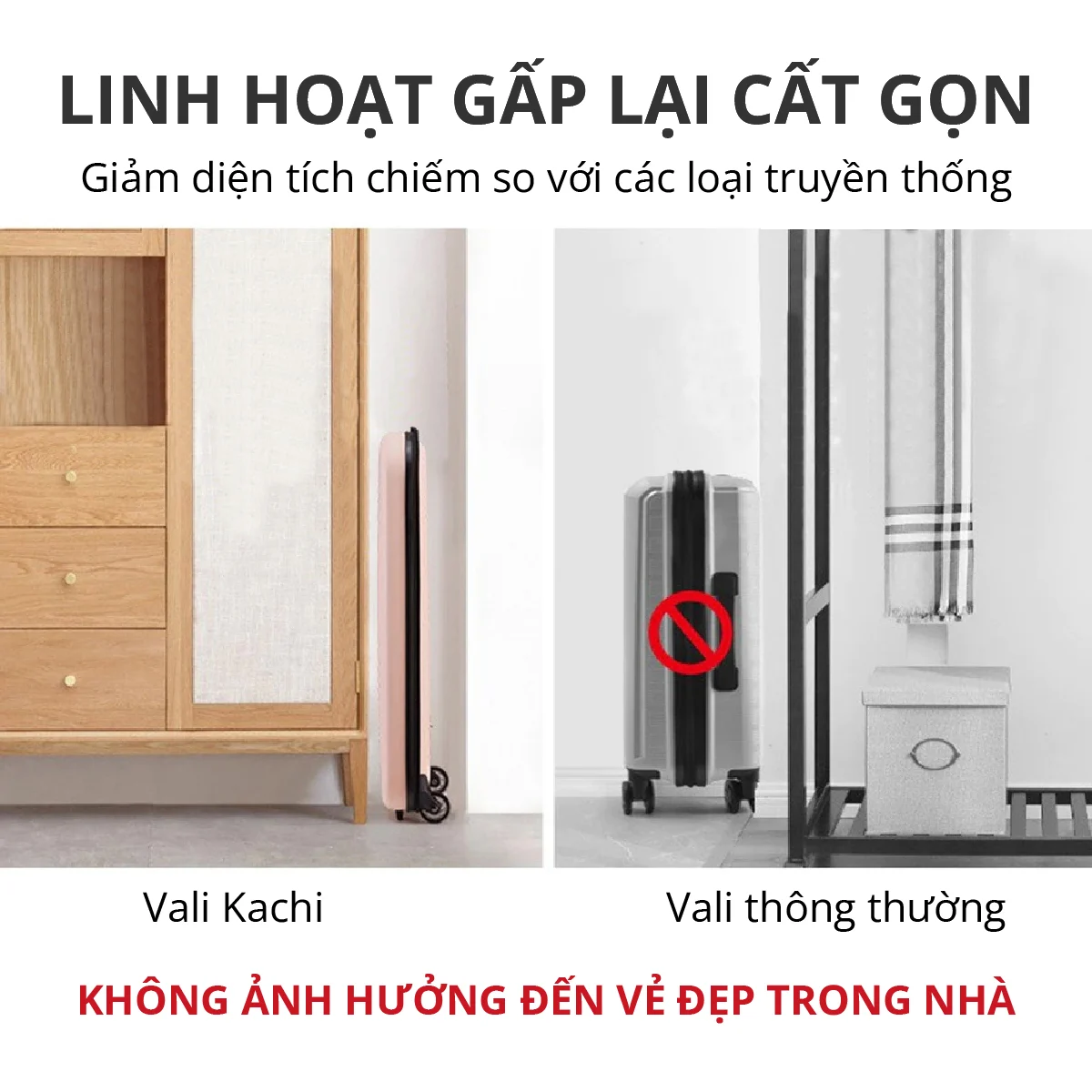 Vali du lịch xếp gọn tiết kiệm không gian Kachi MK355/MK356 size 20