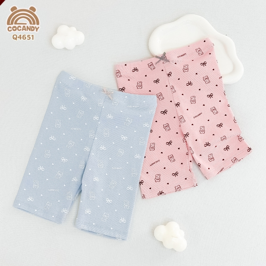 Set quần legging cộc HỒNG XANH hình thỏ nơ