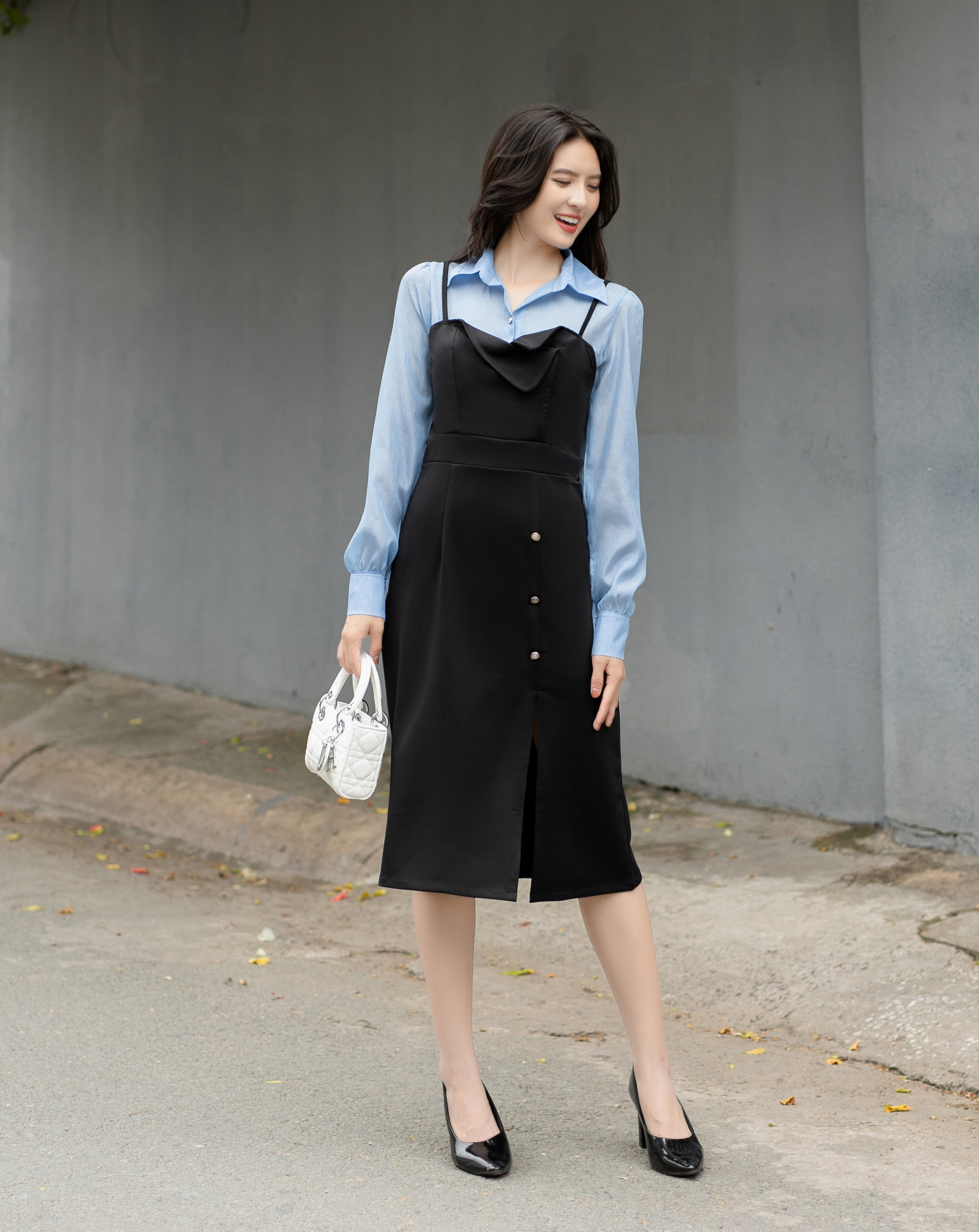 Đầm thiết kế hai dây giả yếm cổ điển kiểu Pháp_thumbnail_2