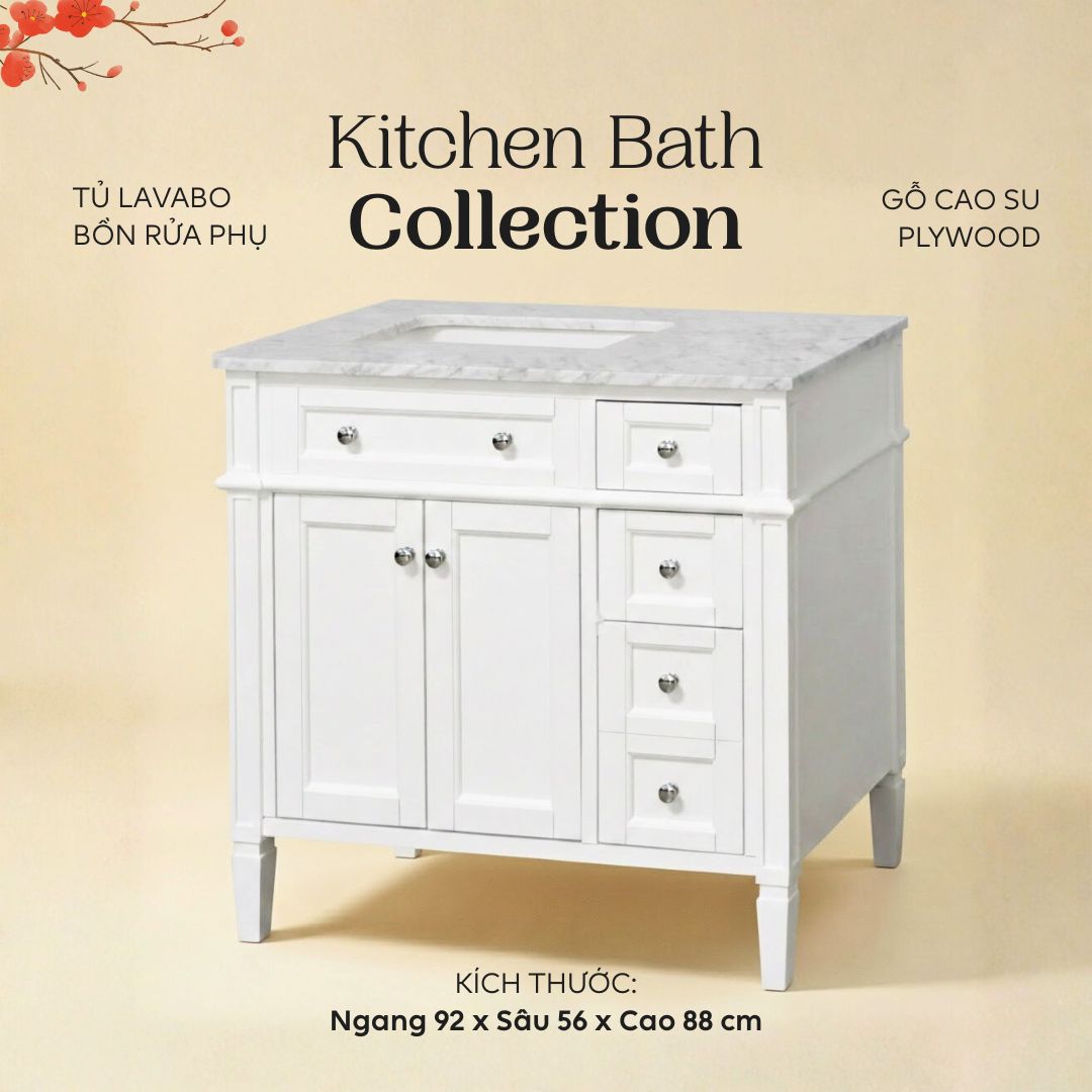 TỦ LAVABO 36" HAILEY BY KBC MÀU TRẮNG