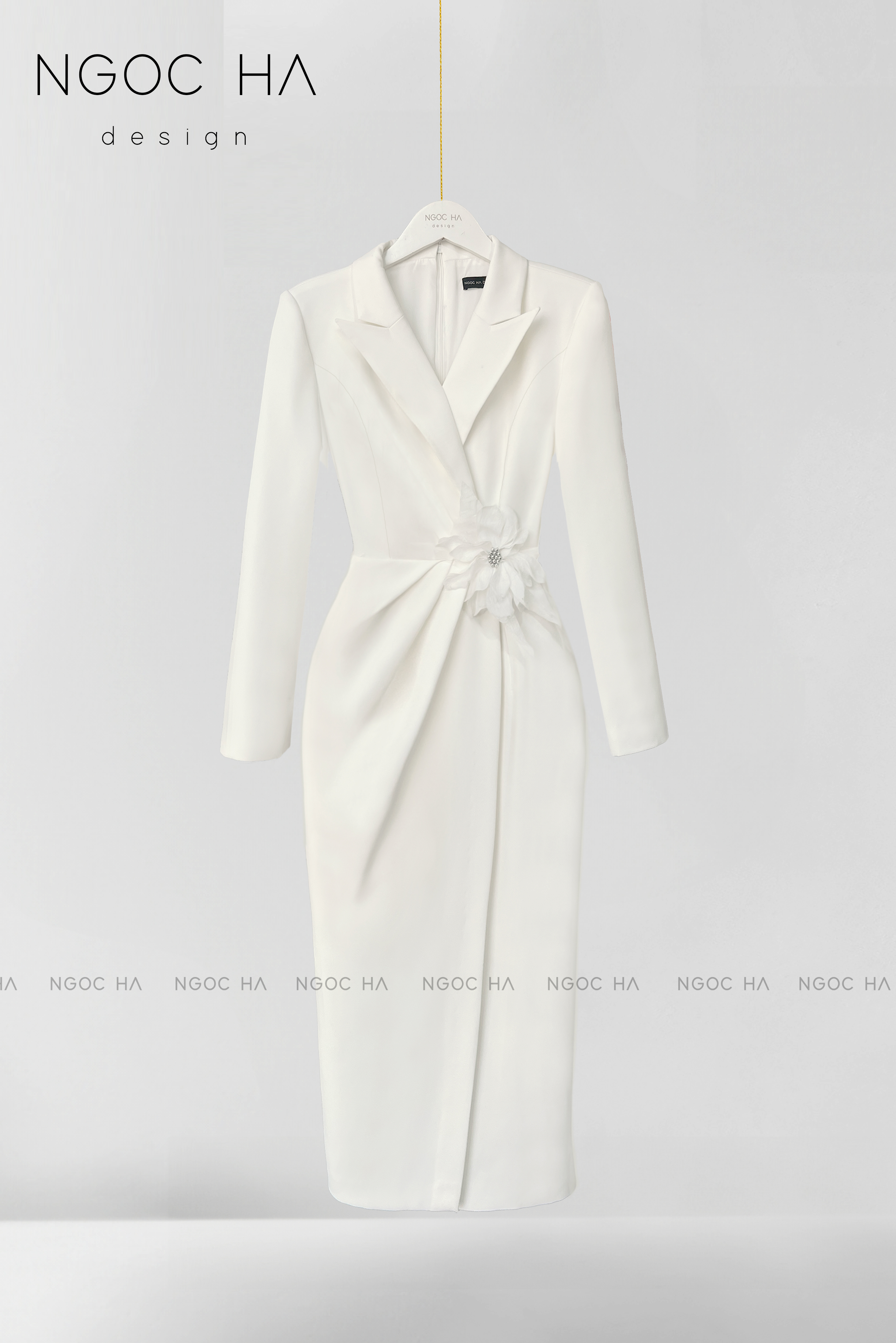 Saika Dress_Đầm Vest Xếp Ly Eo Cài Hoa D730_thumbnail_4
