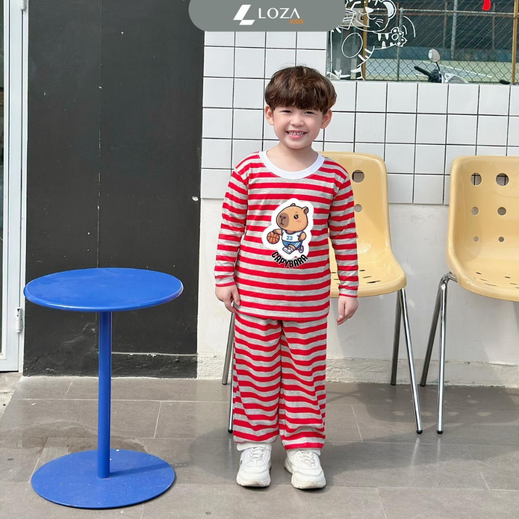 Bộ Thu - Đông kẻ bé trai in hình Capybara - Loza Kids TK552_thumbnail_5