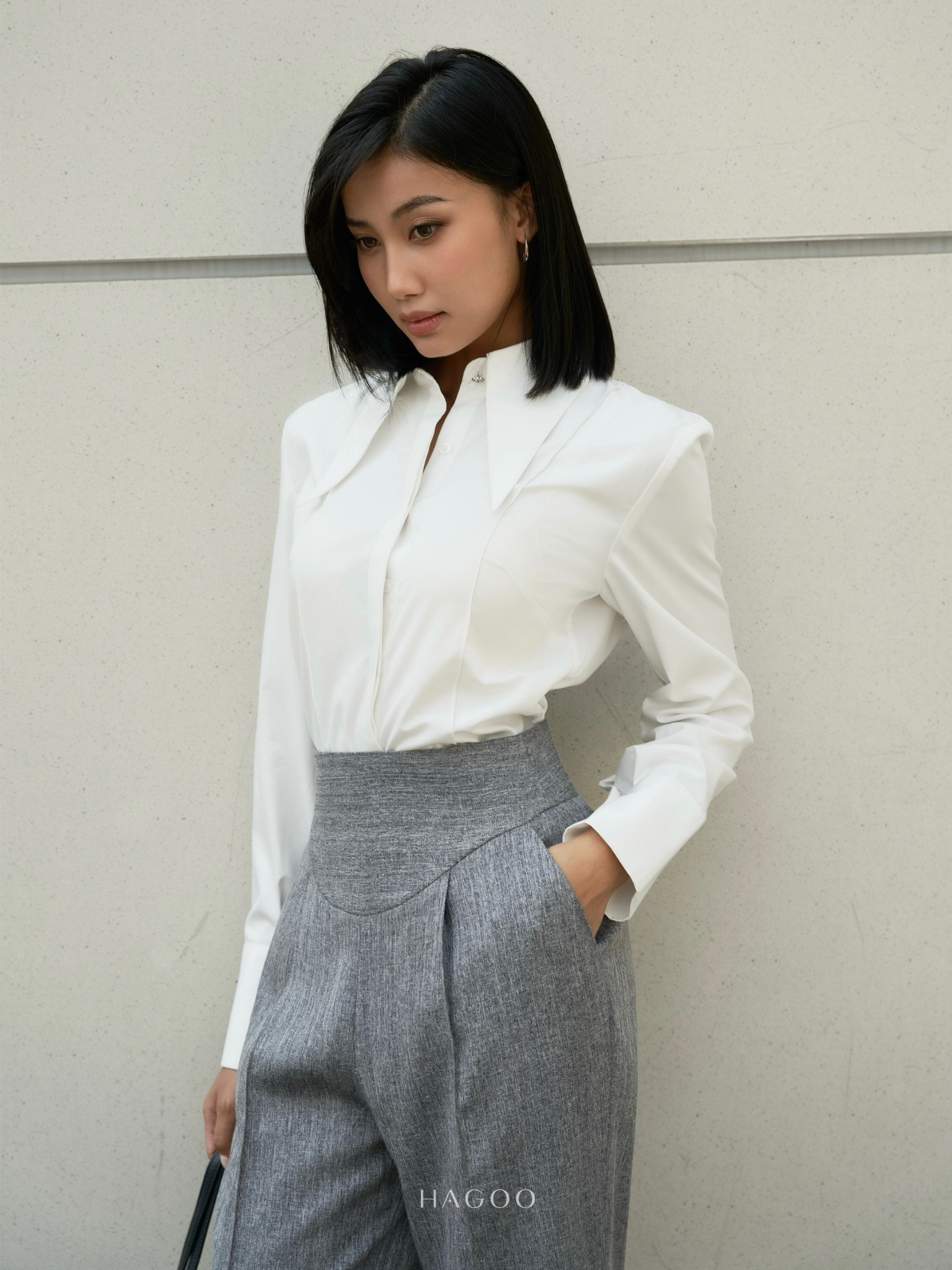 Quần suông cạp corset HAGOO