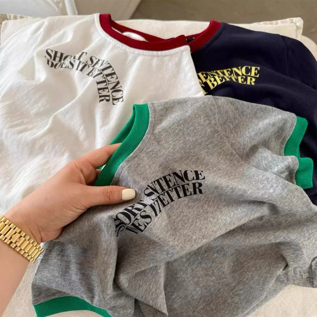 HE10 - Set 3 áo thun phối viền bé ( NGẪU NHIÊN )