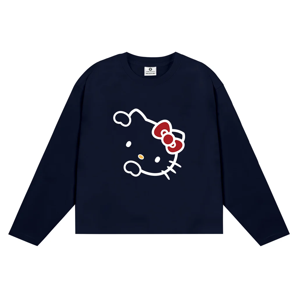 Áo thun nữ form boxy tay dài Miucho cotton dày dặn thoáng mát cổ tròn Hello Kitty in mix 2774_thumbnail_11